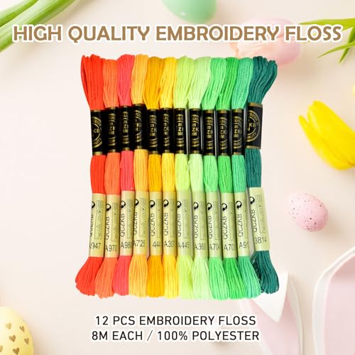 Premium Rainbow Color Embroidery Floss - Cross Stitch Threads - Friendship Bracelets Floss - Crafts Floss - 12 Skeins Per Pack Embroidery Floss,Red-Yellow-Green Gradient - color: Red-Yellow-Green Gradient