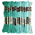 12 Skeins 6 Strands Green Cross Stitch Thread Variegated Gradient Embroidery Floss Polyester Friendship Bracelet String Yarn Threads Bulk for Hand Sewing Bracelets Needlecraft DIY Stitching - color: Light Green