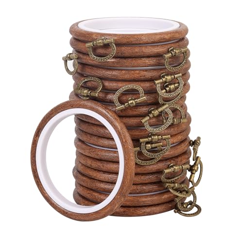 15 Pcs 3 Inch Embroidery Hoop Set, Imitation Wood Rubber Cross Stitch Hoops, Round Sewing Frames for DIY Crafts, Art Projects, and Gift Making - style: 3Inch