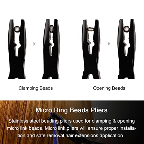 NEWISHTOOL Micro Links Hair Extensions Kit, Hair Extension Pliers for Beads - color: Black