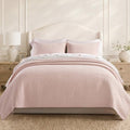 EVERGRACE 100% Cotton Cross Stitch 3-Piece Quilt Set, Queen, Ballet Pink - color: Ballet Pink, size: Full/Queen (92" X 96")