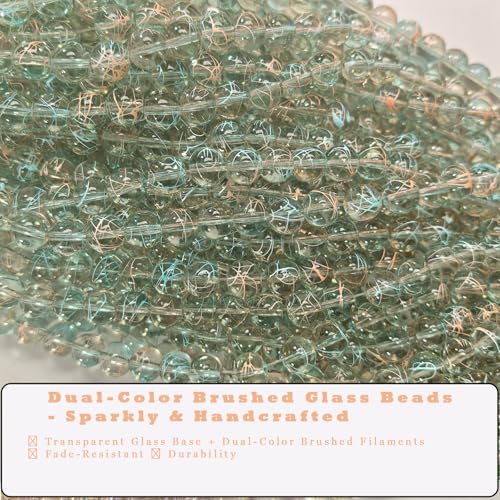 10mm Hand-Drawn Glass Beads Bulk 160pcs Orange Blue Round - color: Orange&Blue 10mm
