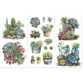 Peacoblue Succulent Rub On Transfers for Furniture Craft 6"x12" - style: Succulent and Cactus