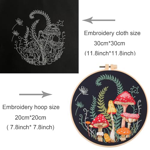 Silentsea Mushroom Embroidery Kit, Beginner Embroidery kit for Adults, Needlepoint Set Funny (Mushroom) - color: Mushroom