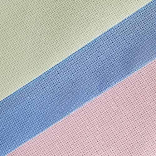 KCS 3 pc of 12" x 18" 14CT Counted Cotton Aida Cloth Cross Stitch Fabric (Light Blue+Pink+Light Green) - color: Light Blue+pink+light Green