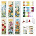 FREEBLOSS 6 Set 11CT Cross Stitch Bookmark Kit 8x2.4inch Wild Flowers - style: Wild Flowers