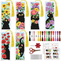ACRNIGHEET 6PCS Cross Stitch Bookmark Kit for Beginner Stamped Cross Stitch Kits for Adults Cat & Floral DIY Tassel Embroidery Bookmark Kits Needlepoint Kit with Instructions Craft Gift 8.5''x3'' 11CT - style: Black Cat Floral with Tassel