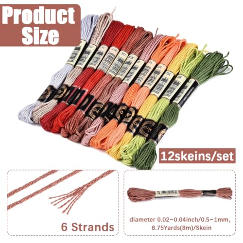12 Skeins 105 Yards Multi Color Cross Stitch Thread for Bracelets - color: Autumn Leaves Color