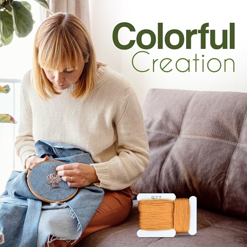 Embroidery Floss Kit and Refills - Cotton Threads - DMC Color Coding for Cross Stitch, String Crafts, Friendship Bracelets - color: 977 Marigold