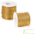 Metallic Cord 218 Yards 1mm Gold String Twine Metallic Tinsel Thin Ribbon Rope Gold Thread String for Crafts Bracelet Necklace Jewelry Making Gift Wrapping Christmas Ornaments Hanging Decoration 2Roll - style: gold