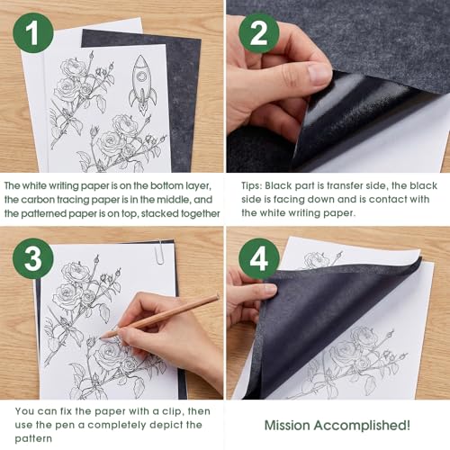 PSLER 200 Sheets Carbon Transfer Paper - Tracing Paper & 3 Embossing Stylus - size: A4 (200 Sheet with 3PCS Embossing Stylus)