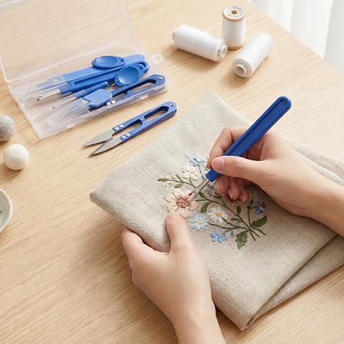 Gjinxi Seam Rippers Sewing Set Stitch Remover Tools 2 Big 2 Small Thread Ripper with Automatic Needle Threader Trimming Scissor for Fabric Quilting Dressmaking DIY Craft Needle Work Sewing Clothes
