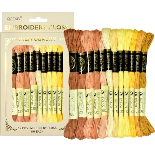 Premium Rainbow Color Embroidery Floss - Cross Stitch Threads - Friendship Bracelets Floss - Crafts Floss - 12 Skeins Per Pack Embroidery Floss,Sunny Warm-Orange Gradient - color: Sunny Warm-Orange Gradient