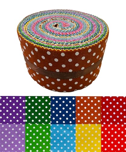 100% Cotton Jelly Roll Fabric Strips for Quilting and Sewing-Polka Dot - color: Dots