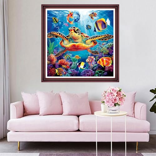 Funchey Counted Cross Stitch Kits for Adults Needlepoint Kits Unprinted Cross Stitching Embroidery Kit 11CT Cross Stitch Supplies-Underwater World Animals 18x18 inch - color: ArtsKit15