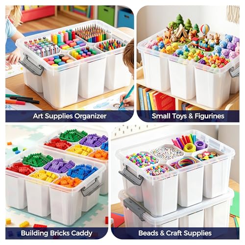 17 Qt Craft Organizers and Storage with Removable Divider, Marker Organizer for Crayons, Pencils & Art Supply, 1 Pack - size: 17 Qt - Divider