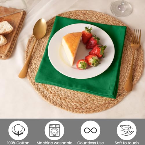 Blue Needles Solid Cloth Napkins 100% Cotton Set of 12-18 x 18 Inches - color: St Patrick's Green, size: 18" x 18" (Set of 12)