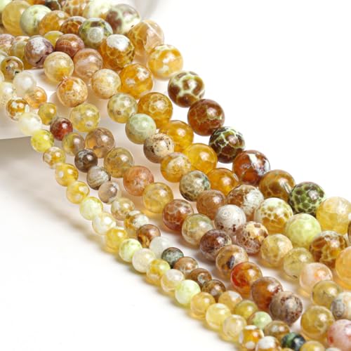 45pcs Round Loose Brown Fire Agate Beads for Bracelet Beads，8mm Gemstone Bead Round Loose Stone Beads for Jewelry Making DIY Bracelet Necklace Earrings - color: brown fire agate, size: 8mm