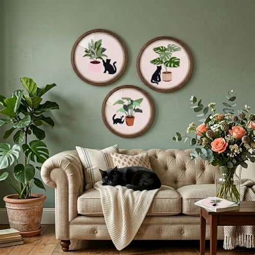 Punch Needle Kit for Adults Beginners - 3 Sets DIY Embroidery Starter Kit - color: 04-cats