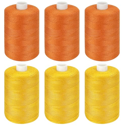 Orange Thread for Sewing, 6 Spools of 1000 Yards Polyester Quilting Thread - color: Orange+GoldenYellow
