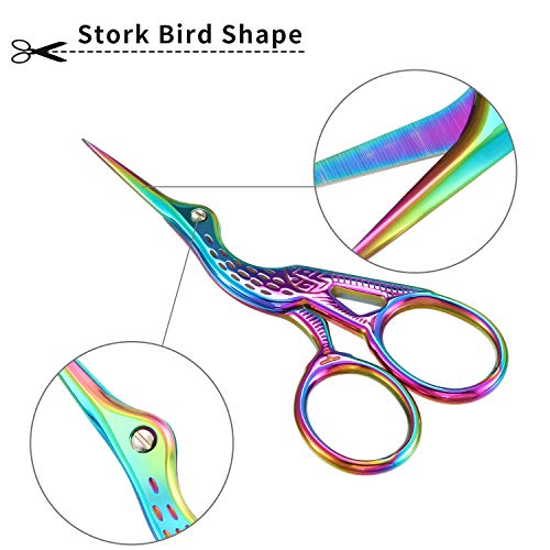 Honoson 5 Pcs Embroidery Scissors Stainless Steel Stork Design 3.6 Inch