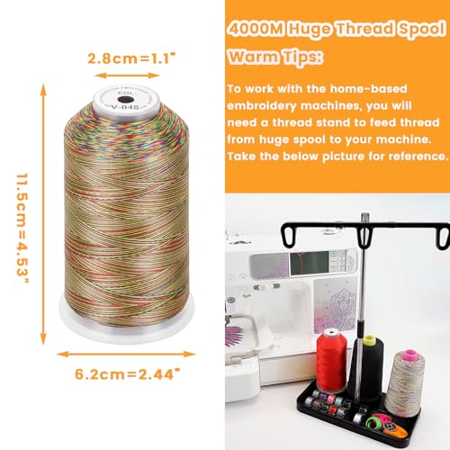 New brothread 4000M Huge Spool Embroidery Machine Thread - Variegated Color - color: Variegated Color-V-048