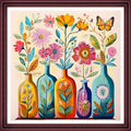 Redxing Stamped Cross Stitch Kits Full Range of Embroidery Starter Kits- Needlepoint Counted Cross Stitch Kits for Beginner Adults 11CT Printed Embroidery Kit-Colorful Flower vase 18x18 inch - color: Artskits33