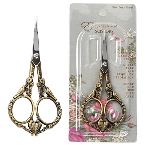 SUNNYCLUE 4.67Inch Embroidery Sewing Scissor Stainless Steel Retro-Style Peacock Needlework Sewing Scissor for Paper Fabric Cutting Craft Threading Cross-Stitch Household Daily Use, Antique Bronze - color: Antique Bronze-1pc-bird Scissors