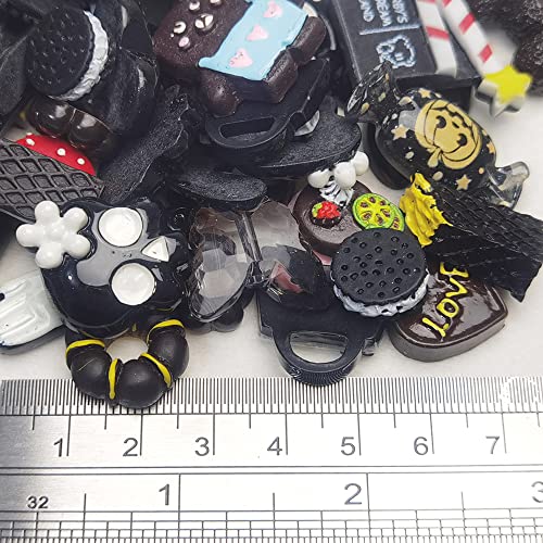 Chenkou Craft 50pcs Lots Mix Assorted Black Halloween Craft DIY Flatbacks Resin Flat Back Buttons Scrapbooking (Black) - color: Black
