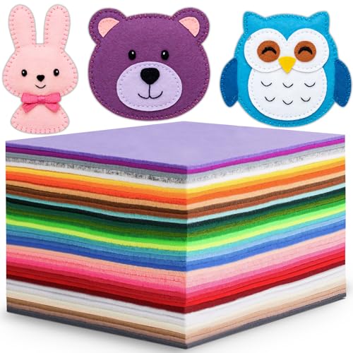 45 PCS Felt Fabric Sheets 8 x 8 Inch 2mm Craft Felt Sheets - size: 8x8in