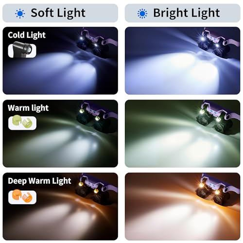 JARLINK Magnifying Glasses with LED Light, 14 Lenses, Hands Free, Purple - color: Purple