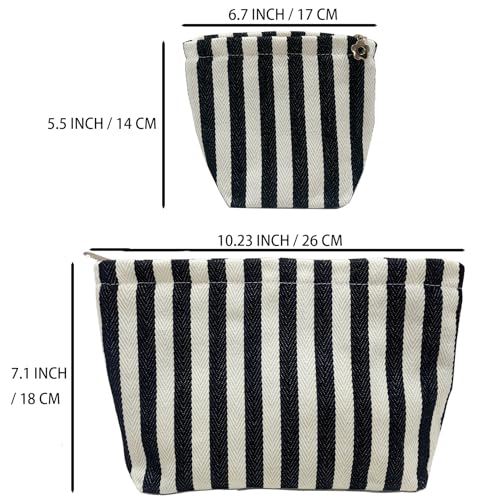 getgto 2 Pcs Makeup Bags, Large Cosmetic Bag Travel Toiletry Bag - color: Black and white stripe
