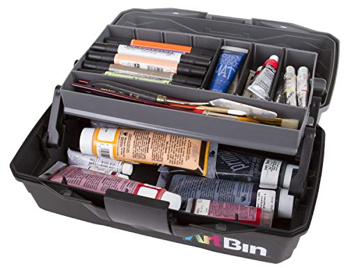 ArtBin 1-Tray Art Supply Box with Handle, Gray/Black - style: One Tray