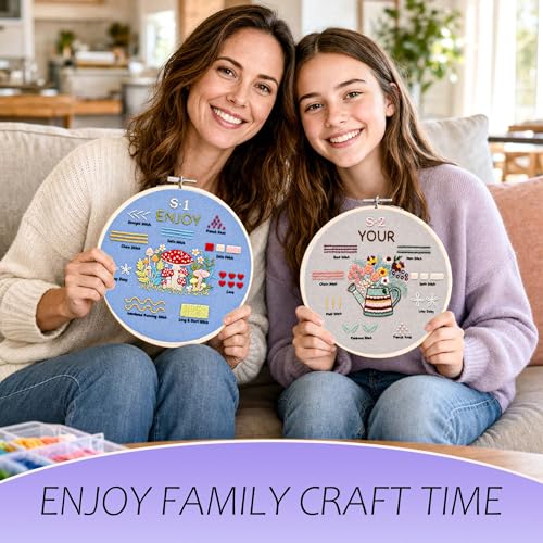 wtisan Embroidery Kit for Beginners, 4 Floral Patterns Cross Stitch Kits - color: S-02
