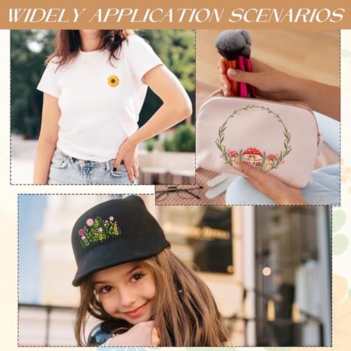 Floral Water Soluble Embroidery Patterns, 3 Sheets Stick and Stitch Embroidery Papers Wash Away, Transfer Paper with Pre-Printed Flower Leaves Designs for Hand Sewing Lovers Beginners Customized Gifts - size: Flower Leaves