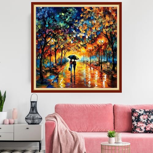 Redxing Stamped Cross Stitch Kits Embroidery kit for Beginners Adults Full Range of Embroidery Patterns Starter Kits DIY Printed Cross Stitch Kits Needlepoint Kits 11CT-Strolling Nights 18x18 inch - color: Artskits19