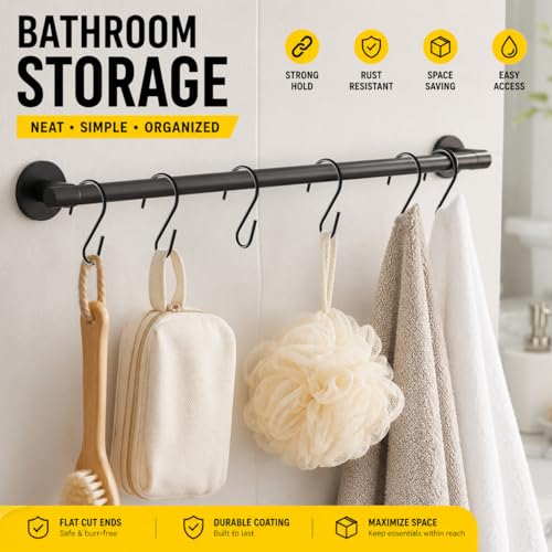 40PCS 1.7 Inch Black S Hooks Mini Small S Hooks for Hanging - size: 1.7 Inch