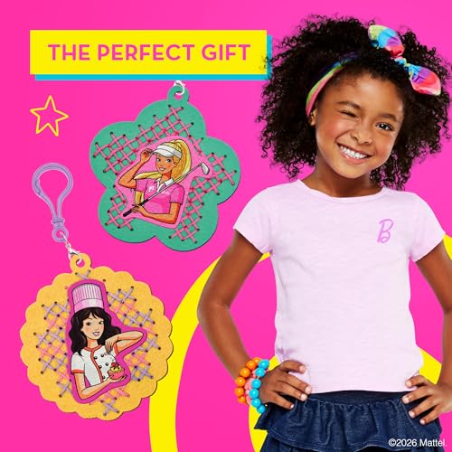 CRAFTILOO Barbie® Cross Stitch Kit for Kids Ages 6-12 - 7 Keychain Projects - style: Barbie (7 Projects)
