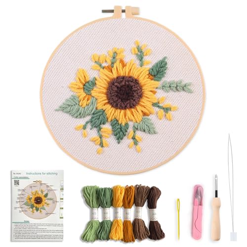 Myfelicity Punch Needle Kit, Punch Needle Kits Adults Beginner, Craft Decoration and Hobbies (Sunflower) - color: Sunflower