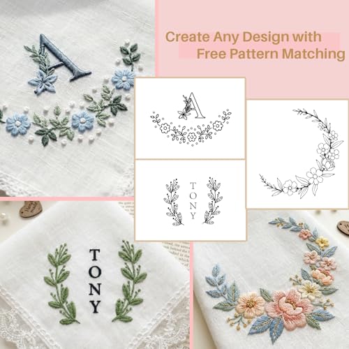 ZQmino Stick & Stitch Water Soluble Embroidery Paper, Embroidery Patterns - color: Floral