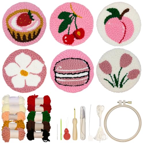 Punch Needle Kit for Beginners Adults Kids, 6 Pattern Embroidery DIY Kits