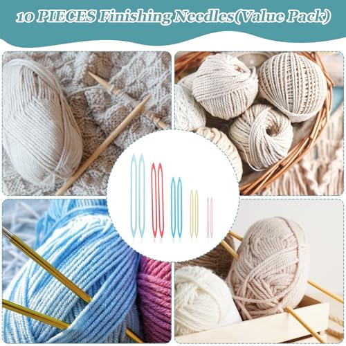 WJIAAA Large Eye Finishing Yarn, 10pcs Knitting Needles for Sewing Weaving in Ends,Knitting Crochet Darning Tapestry Plastic Needles for Thick Bulky Yarn