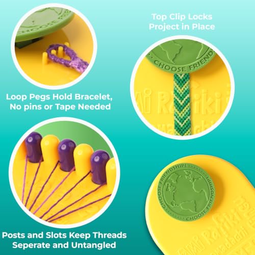 Choose Friendship Bracelet Making Kit – 20 Pre-Cut Threads, Portable Loom with Storage, Makes 8 Bracelets, Craft Gift for Kids Ages 8+, Yellow “Pineapple” - color: Pineapple