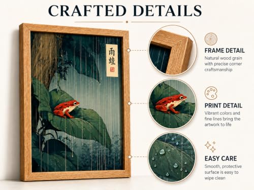 Framed Japanese Vintage Frog Canvas Wall Art for Bathroom Wall Decor 12x16 - color: Japanese Frog, size: 16"L x 12"W