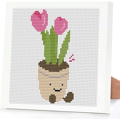 niurenmaoyi Flower 11CT Cross Stitch Kits for Beginner with Framed,7x7in - color: Cross Stitch Kits0518-07