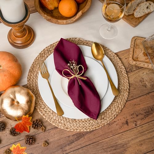 Blue Needles Solid Cloth Napkins 100% Cotton Set of 6-18 x 18 Inches - color: Burgundy, size: 18" x 18" (Set of 6)