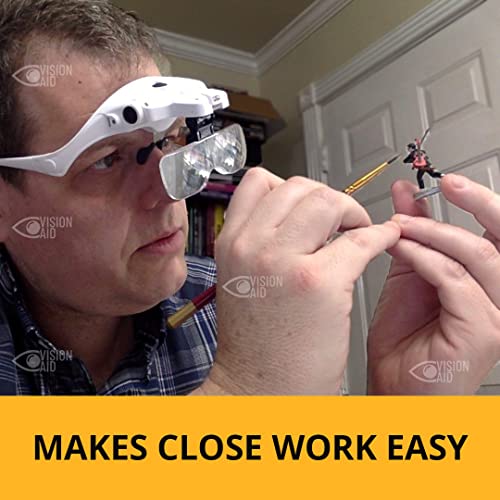 Vision Aid Magnifying Glasses with Light for Close Work, Illuminated Hands Free Headband Magnifier Goggles with Storage Case for Hobby Painting Reading Coin Watch Bead Jewelry… - style: 3 AAA Battery Powered (not included)