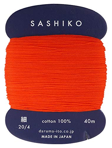 Sashiko Thread Thinner Weight 40m Col. 212 -Orange Red- Japanese Embroidery & Quilting by Yokota - color: Vermilion