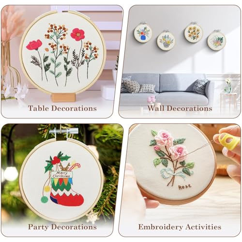 MARRTEUM 4Pcs 3 Inch Embroidery Hoop Set for All Stitching Techniques