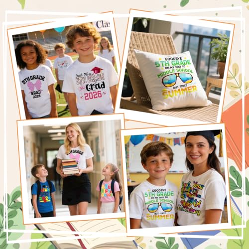 24Pcs 5th Grade Grad Dtf Transfers Ready to Press Fifth Grade Graduation Iron on Transfers for Tshirts Elementary School Heat Transfer Vinyl Stickers for Clothing Pillows Bag DIY Crafts - color: 5th Grade Grad